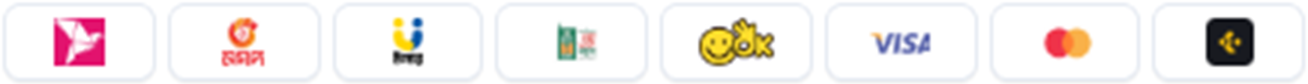 bKash, Nagad, Upay, Rocket, OK Wallet, VISA, MasterCard